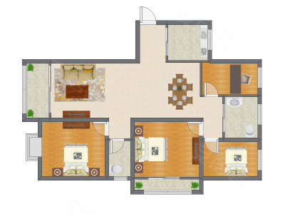 3室2厅 140.68平米户型图