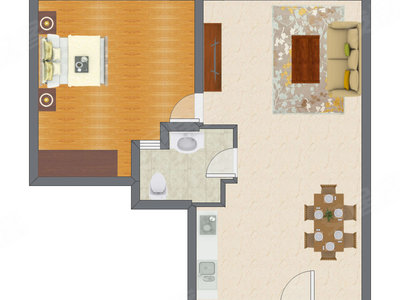 1室1厅 79.01平米户型图