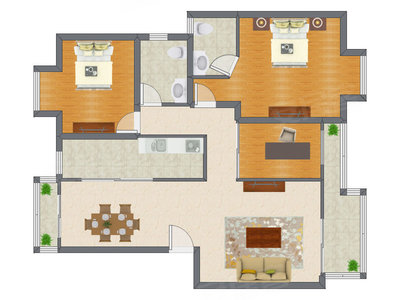 3室2厅 123.94平米户型图