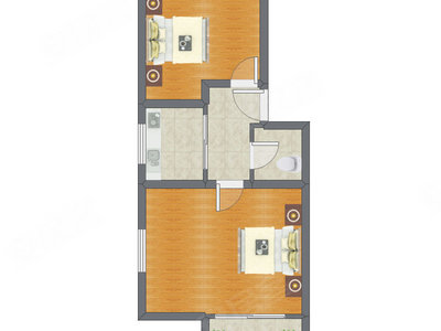 2室0厅 63.23平米户型图