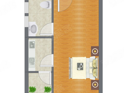 1室0厅 50.00平米户型图