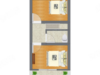 2室2厅 28.69平米户型图