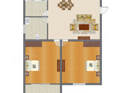 2室1厅 126.50平米户型图