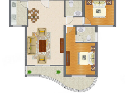 2室2厅 98.95平米户型图