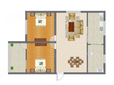 2室1厅 73.00平米