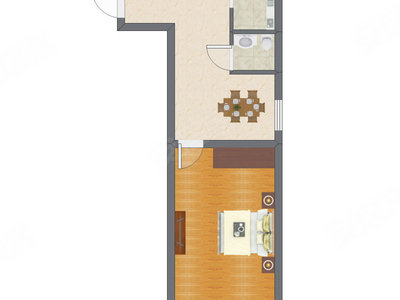 1室1厅 45.90平米
