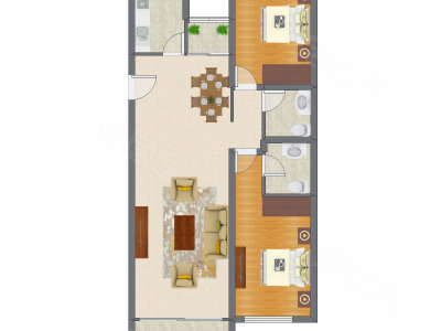 2室2厅 127.46平米户型图