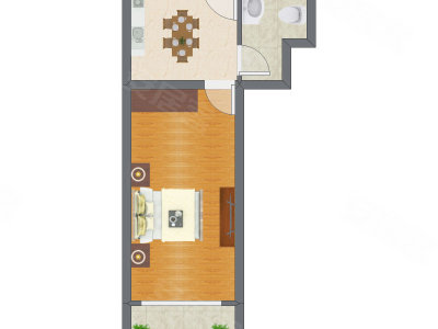 1室1厅 42.79平米户型图