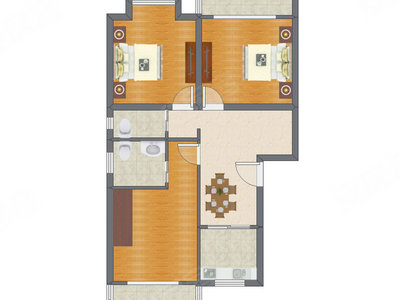 2室1厅 99.18平米户型图