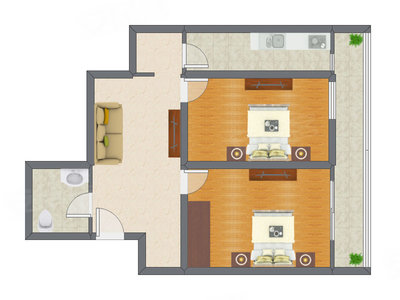 2室1厅 94.75平米