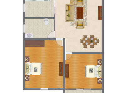 2室1厅 89.12平米