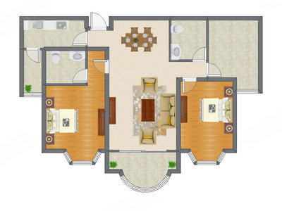 2室2厅 116.82平米户型图