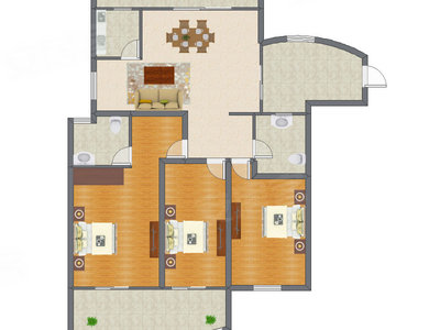 3室2厅 133.38平米
