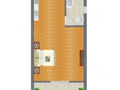 1室0厅 34.60平米户型图