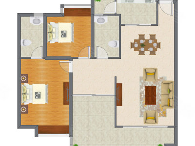 2室2厅 115.75平米户型图