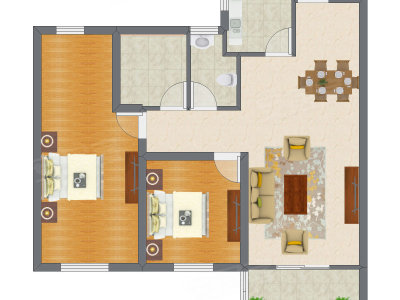 2室1厅 72.11平米户型图