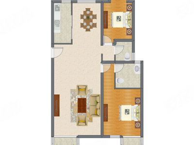 2室2厅 118.44平米户型图