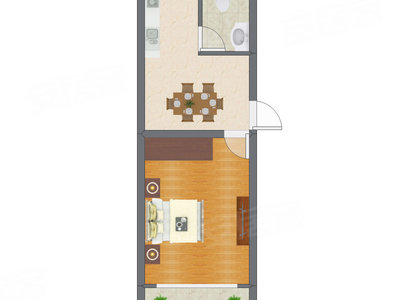 1室1厅 49.13平米户型图