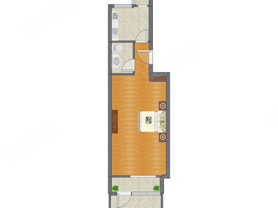 1室0厅 59.38平米户型图