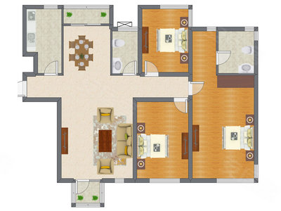 3室2厅 160.91平米