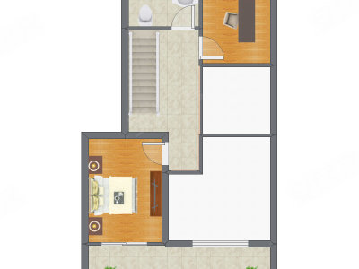 2室2厅 41.64平米户型图