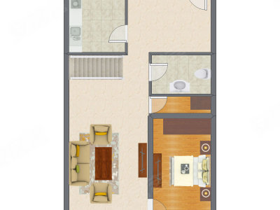 2室1厅 64.02平米户型图