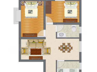2室2厅 74.00平米户型图