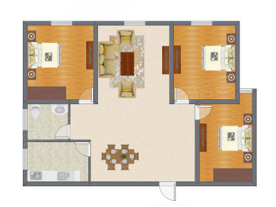 3室2厅 94.80平米户型图
