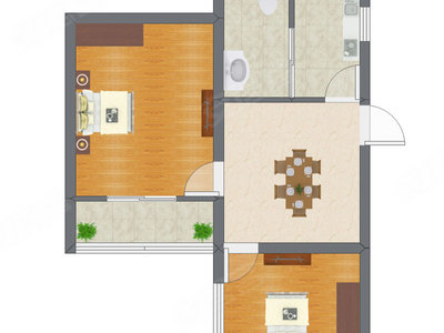 2室1厅 70.15平米