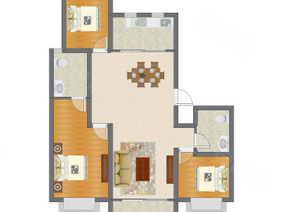 3室2厅 126.74平米户型图