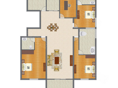 4室2厅 184.04平米户型图
