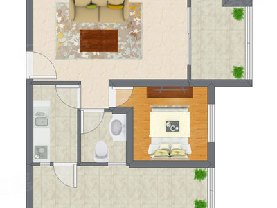 1室1厅 64.24平米户型图
