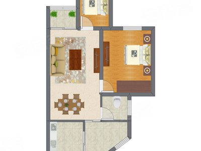 2室2厅 64.00平米