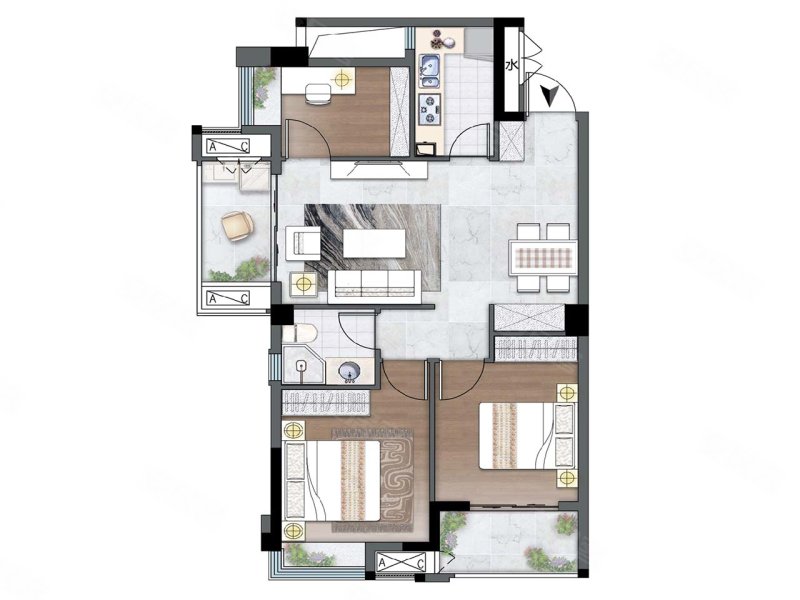 建总领筑(新房)3室2厅1卫82㎡南213万