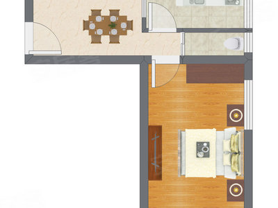 1室1厅 35.25平米户型图