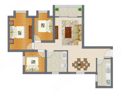 3室2厅 94.55平米户型图