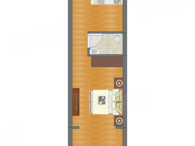 1室1厅 23.77平米户型图