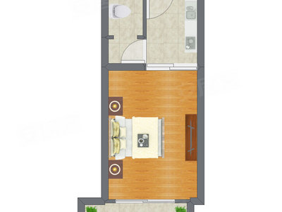 1室0厅 38.95平米户型图