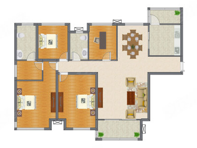 4室2厅 146.50平米户型图