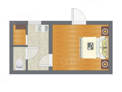 1室0厅 26.43平米户型图