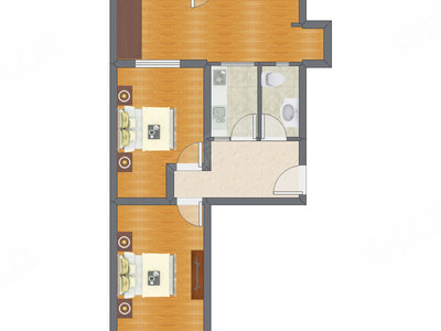 2室1厅 56.12平米