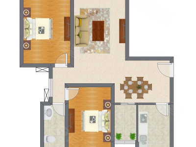 2室2厅 98.65平米户型图