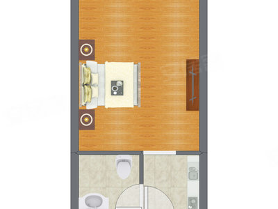 1室0厅 36.45平米户型图