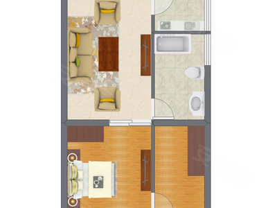 1室1厅 41.76平米