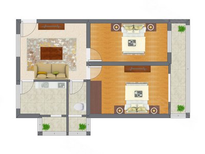 2室1厅 80.06平米