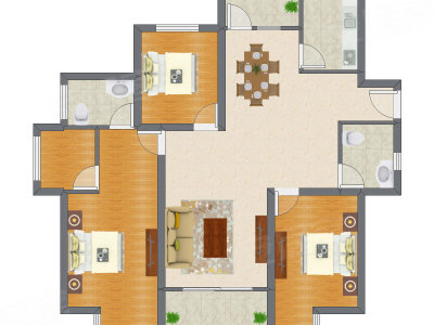 3室2厅 129.63平米