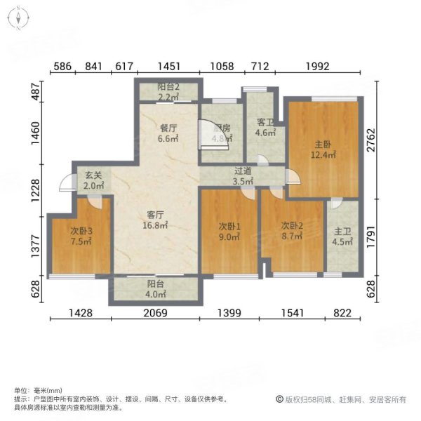 凤凰湾三户两梯户型图片