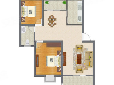 2室2厅 71.90平米
