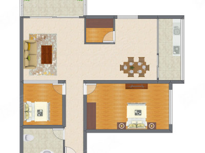 2室2厅 124.80平米户型图