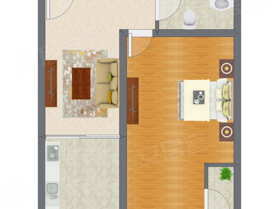1室1厅 48.45平米户型图